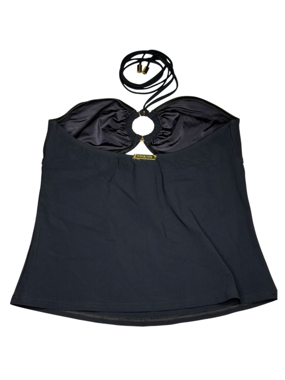 new Michael Kors 𖦹 Luxe Festival Gold Ring Halter Tankini Swim Top 𖦹 Black 𖦹 10 - Picture 10 of 16